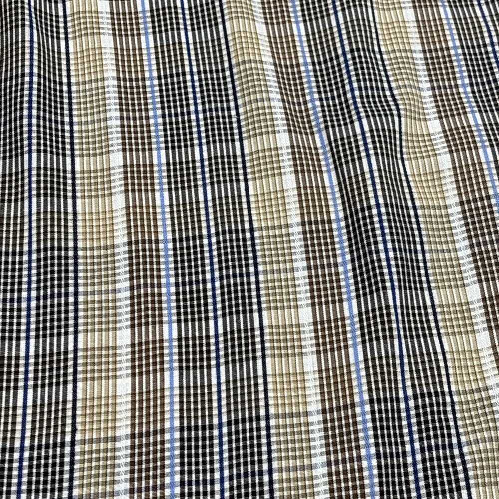 F/X Fusion Shirt Men's‎ Size Medium Plaid Design Blue Brown Tan White Preppy
